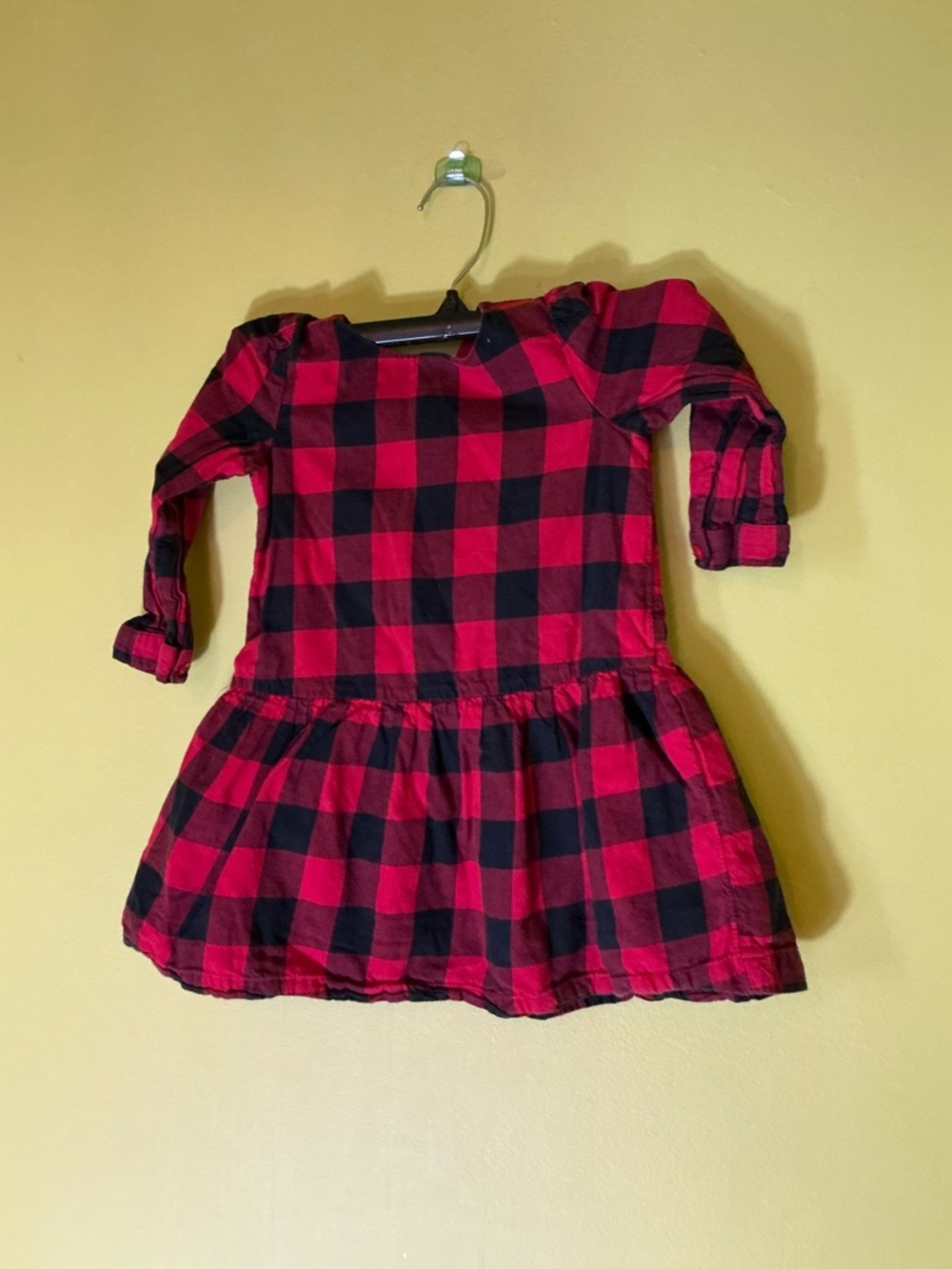 GAP Red and Black Plaid Long-Sleeve Girls' Dress